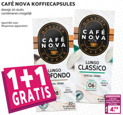  cafe nova koffiecups 1 2 6 8 20 mcafee koffiecapsules doosje stuks combineren nespresso apparaten lungo coffee grind 20x aluminium capsules classico sterkte 06 medium roast zacht rond doosjes caps 