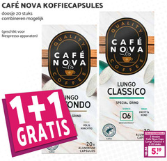  cafe nova koffiecups 1 2 6 20 mcafee koffiecapsules doosje stuks combineren nespresso apparaten lungo coffee grind classico mature 20x aluminium capsules sterkte 06 medium roast zacht rond caps doosjes 