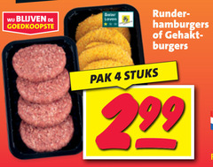  4 pak stuks runder hamburgers gehaktballen burgers 