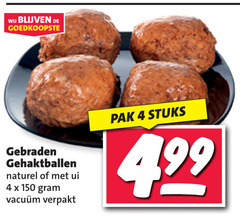  4 150 gebraden gehaktballen naturel ui verpakt pak stuks 