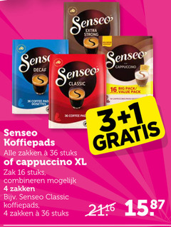  douwe egberts senseo koffiepads 1 3 4 16 36 1687 strong decaf coffee pad posities classic zakken stuks cappuccino xl zak combineren big pack pads 