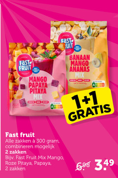  1 2 100 300 fast fruit mango papaya mix bowl dessert score zakken combineren roze banaan ananas last nuts 