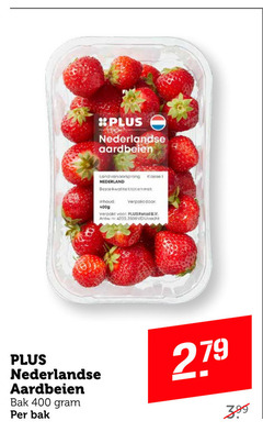  1 400 nederlandse aardbeien land oorsprong nederland klasse inhoud verpakt retail b.v. bak 