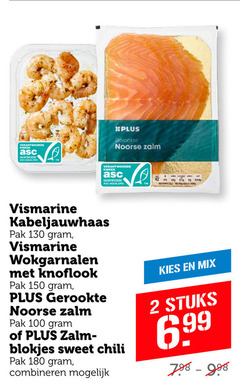  2 100 150 180 kweek gecertificeerd abc aqua gerookte noorse zalm vismarine pak wokgarnalen knoflook asc-aqua.org blokjes sweet chili combineren mix stuks 