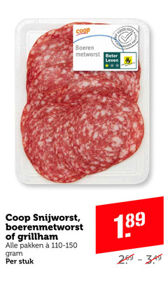  boeren metworst beter leven snijworst boerenmetworst grillham pakken 110-150 stuk 