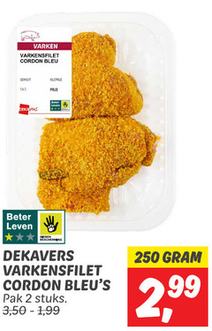  2 250 varken varkensfilet cordon bleu dekavers beter leven pak stuks 3 50 1 99 