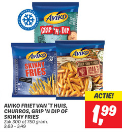  300 750 diepvries aviko grip dip finger skinny fries crispy friet huis smulfriet churros zak 2 3 1 99 