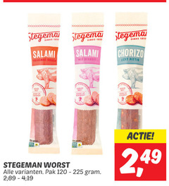  120 200 225 salami italiaanse kruiden wild gekruid chorizo licht pittig stegeman worst pak 2 4 19 