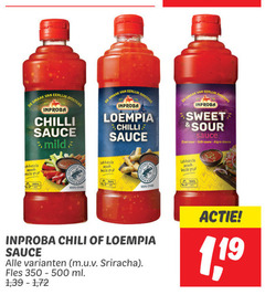  19 100 350 500 eerlijk oosters inproba chilli sauce mild dusters loempia sweet sour zoet zuur douce to chili fles ml 1 