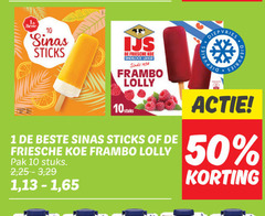  1 10 50 diepvries sinas sticks ijs friesche koe eindeloos framboos lolly stuk pak stuks 2 25 13 65 