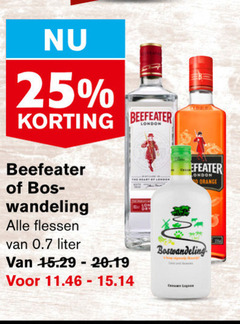  25 beefeater wandeling flessen london liter boswandeling orange 