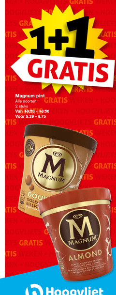  1 2 fietser hoog vliets magnum soorten weken stuks plastic oog 100ml gold golden almond dairy ice cream with cracking chocolate shell helado leche 