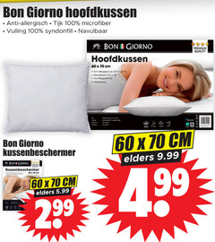  40 60 99 100 bon giorno hoofdkussen anti allergisch tijk microfiber vulling cm antiallergisch rits vochtregulerend ventilerend premium quality graden elders 5.99 