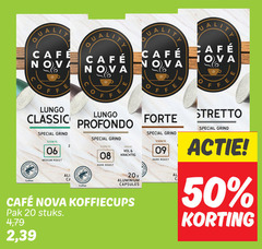  cafe nova koffiecups 20 50 mcafee lungo classic grind sterkte 06 medium roast profondo dark all coffee 20x aluminium capsules pak stuks 4 2 forte stretto 