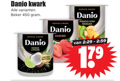  danone danio kwark 450 beker romige mango kiwi banaan dane kokos limoen limited edition aardbei 17 