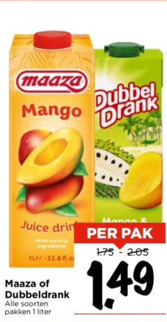  dubbeldrank maaza fruitdrank 1 mango dubbel drank manna juice pak with national ingredients soorten pakken liter 