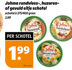  johma rundvlees huzaren gevuld eitje schotel 400 solade kilo v.a. 