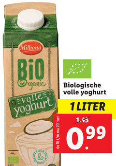  1 16 20 milbona bio organic yoghurt puur biologische volle liter 
