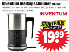  inventum melkopschuimer 90 240 360 mk350 schuim seconden graden draaibaar watt inhoud ml elders 