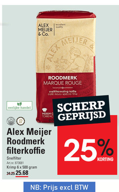  alex meijer koffie 6 25 500 co. excellent quality eerlijke roodmerk rouge snelfiltermaling mcafee moulu medium filterkoffie snelfilter krimp scherp geprijsd 
