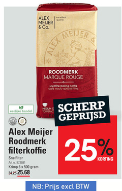  alex meijer koffie 6 25 500 eerlijke co. excellent quality roodmerk rouge snelfiltermaling mcafee moulu medium filterkoffie snelfilter krimp scherp geprijsd 