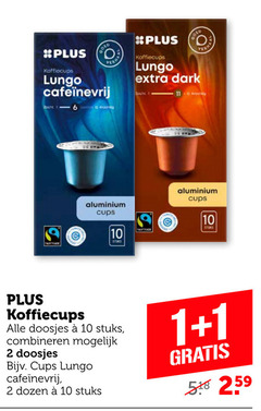  plus huismerk koffiecups 1 2 10 gold lungo bocht dark aluminium cups fairtrade stuks doosjes combineren dozen 
