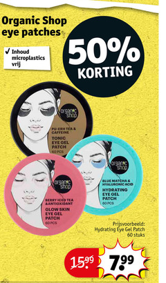  50 60 organic shop eye patches inhoud microplastics vrij tea caffeine tonic gel patch berry iced antioxidant glow skin blue hyaluronic acid hydrating stuks 