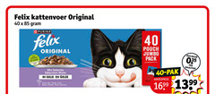  felix kattenvoer 40 original purina kleurstoffen sans colorants tone 10x mix mixte gelei mat rund kip tonijn zalm boeuf poulet thon saumon pouch jumbo pack pak maaltijd 