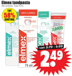  elmex tandpasta tube ml anti caries sensitive original triple protection dual protective shield beschermt gevoelige tanden effectief versterkt glazuur beschermen clinically bescherming junior tooth complex jaar blijvende 