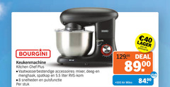  bourgini keukenmachine 8 40 kitchen chef vaatwasserbestendige accessoires mixer deeg menghaak spatkap liter rvs kom snelheden pulsfunctie stuk deal air miles 500 