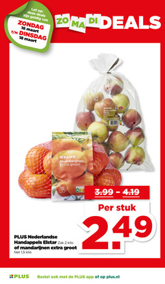  mandarijnen elstar appelen 2 16 18 let deals nederlandse appels 1 5 handappels zak kilo nutri score 3.99 stuk plus.nl 