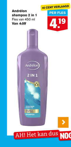  andrelon shampoo 1 2 40 450 fles ml cent verlaagd dop recycled haartype meloen aloe vera 