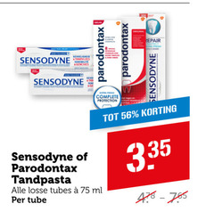  paradontax sensodyne tandpasta gevoeligheid tandvlees tube parodontax fresh protection markant bloedend repair original tubes ml 