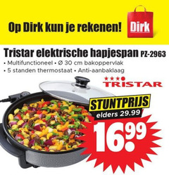  tristar hapjespan rekenen elektrische 30 cm bakoppervlak standen thermostaat anti aanbaklaag elders 16 