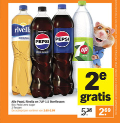  7-up rivella pepsi frisdrank cola 2 50 original licht sprankelend taste zero sugar refreshing lemon lime up literflessen flessen varieeren 2e combinatie productvarianten 