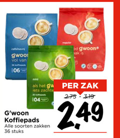 gwoon koffiepads 36 06 zak zachte soorten zakken stuks 