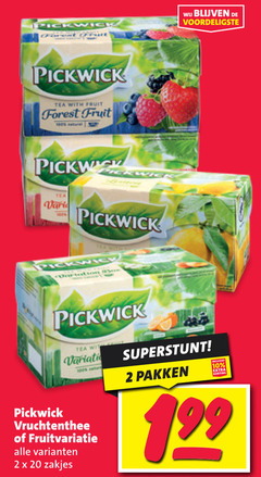  pickwick thee 2 10 20 100 pick wick tea with fruit forest natural vari vruchtenthee fruitvariatie zakjes pakken 