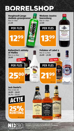  1 5 18 25 700 1024 borrelshop hooghoudt jonge dubbele graanjenever fles liter weduwe joustra beerenburg sorel whisky malibu xxl jack ml v.a. nix18 roken drinken rest graan jenever liqueur poliakov label da tennessee honey 1000 rand mash whiskey pagina may hurdegaryp bad vlieland jaar alcohol kansspelen legitimatie 