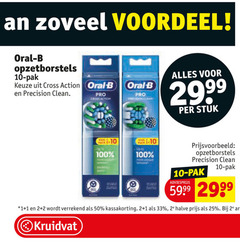  1 2 10 25 33 50 100 voordeel oral b opzetborstels pak cross action precision clean pro stuk pack 2e halve kruidvat 