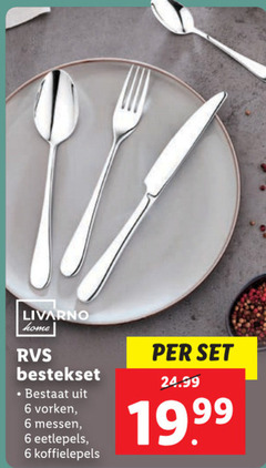  6 livarno home rvs bestekset vorken messen eetlepels koffielepels 