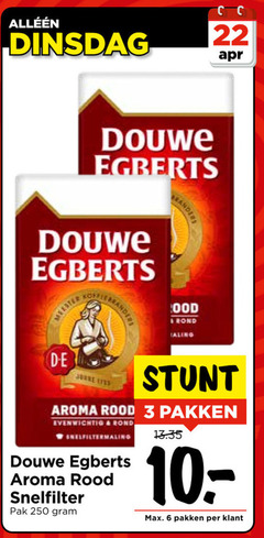  douwe egberts koffie 3 6 22 250 meester rond joline aroma rood pakken evenwichtig snelfilter pak 