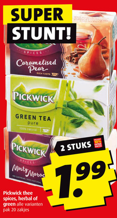  pickwick thee 1 2 10 20 100 super spices caramelised pearl taste green tea natural minty morocco caffeine stuks herbal pak zakjes 