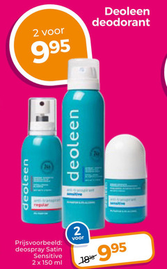  deoleen deodorant 2 150 deospray satin sensitive ml 