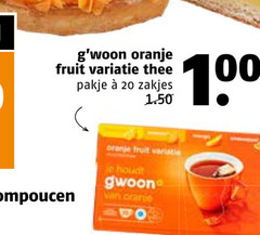  gwoon thee 20 100 oranje fruit variatie pakje zakjes tompoucen 