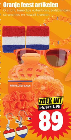  oranje feest artikelen o.a. bril haarclips extensions polsbandjes scrunchies hawaii kransen haarelastieken zoek elders 