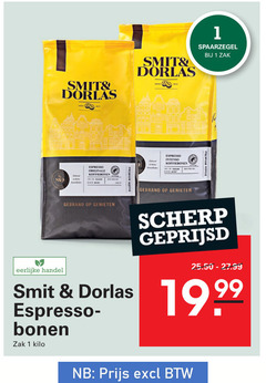  smit en dorlas koffiebonen 1 espresso intenso zak originale premium koffie gebrand genieten eerlijke bonen kilo scherp geprijsd 