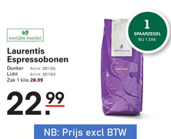  laurentis koffiebonen 1 eerlijke espressobonen donker licht zak kilo gebrand 