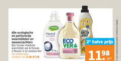  neutral ecover wasverzachter wasmiddel 2 22 23 biodegradable ingredients new for ecologische parfumvrije wasmiddelen wasverzachters vloeibaar wol fijnwas flessen wasbeurten varieeren cares sensitive skin environment colour colourants perfume care eco laine green soap washi 2e halve productvarianten combineren 