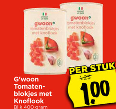  gwoon tomatenblokjes 400 knoflook tomaten blokjes blik stuk 