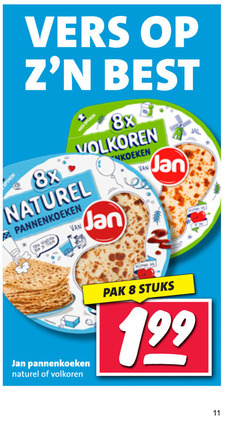  jan pannenkoeken 8 11 vers best 8x volkoren naturel koeken pak stuks 
